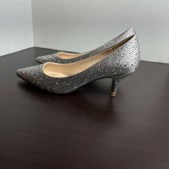 NEW Silver High-heeled Shoes with Rhinestones, sz 38 - Picture 4 of 7